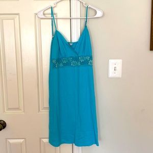 Teal green in color with lace under the breast is a breathable cotton fabric